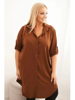Dámská košilové šaty hnědé - Kesi