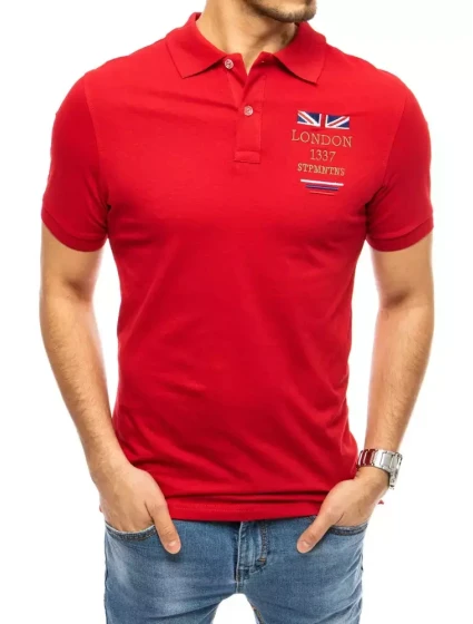 FashionStreet červené vyšívané polo tričko PX0432