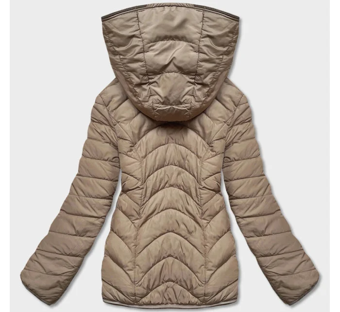 Béžová krátka obojstranná dámska zimná bunda (2M-21507) Béžová krátka obojstranná dámska zimná bunda (2M-21507)