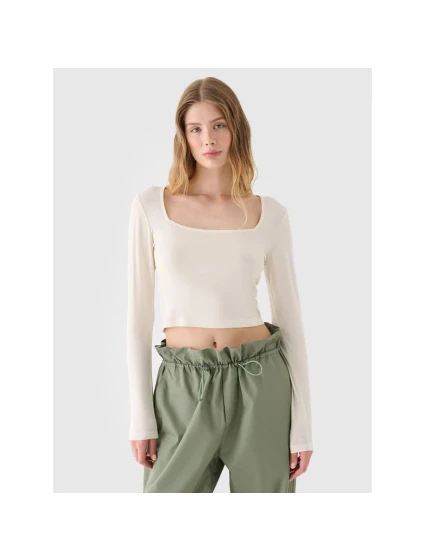 Dámské hladké tričko s dlouhým rukávem model 21431869 - 4F