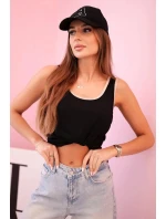 Dámská halenka na ramínka s ozdobným lemem černý