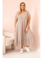 Dámské šaty plus size s krátkým rukávem a volánem z lehké viskózy fango