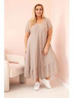 Dámské šaty plus size s krátkým rukávem a volánem z lehké viskózy fango