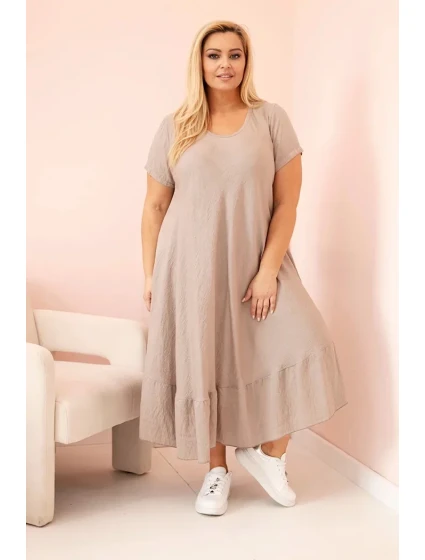 Dámské šaty plus size s krátkým rukávem a volánem z lehké viskózy fango
