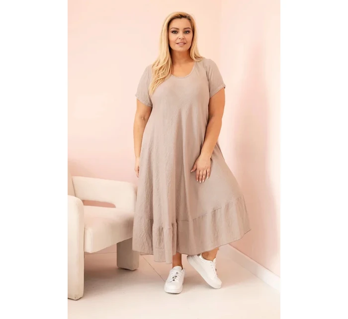 Dámské šaty plus size s krátkým rukávem a volánem z lehké viskózy fango
