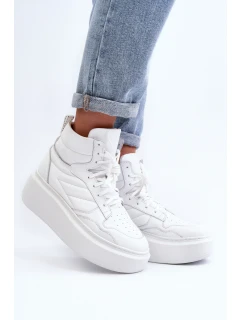 model 21647188 Dámské Kožené Sportovní Boty Na Platformě Bílé - Zazoo