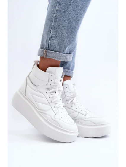 model 21647188 Dámské Kožené Sportovní Boty Na Platformě Bílé - Zazoo model 21647188 Dámské Kožené Sportovní Boty Na Platformě Bílé - Zazoo