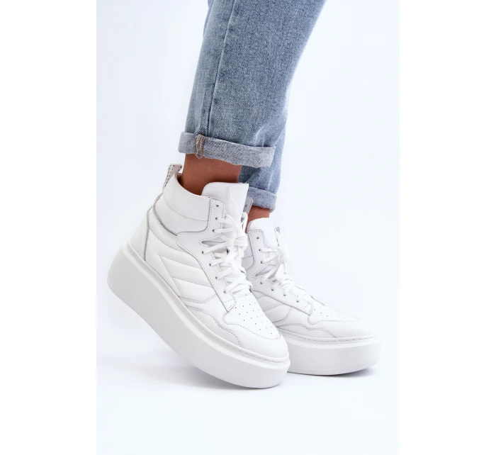 model 21647188 Dámské Kožené Sportovní Boty Na Platformě Bílé - Zazoo model 21647188 Dámské Kožené Sportovní Boty Na Platformě Bílé - Zazoo