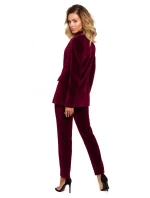 M643 Zamatové sako s jedným gombíkom - bordové