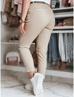 Dámské kalhoty slim fit s páskem tmavě béžové Dstreet model 21986241 - FashionStreet