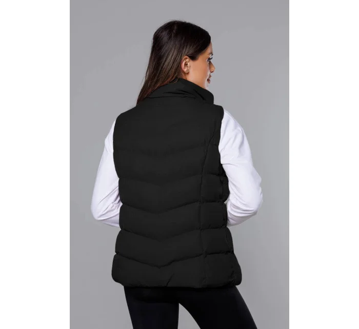 Čierna páperová dámska vesta (5M719-392)