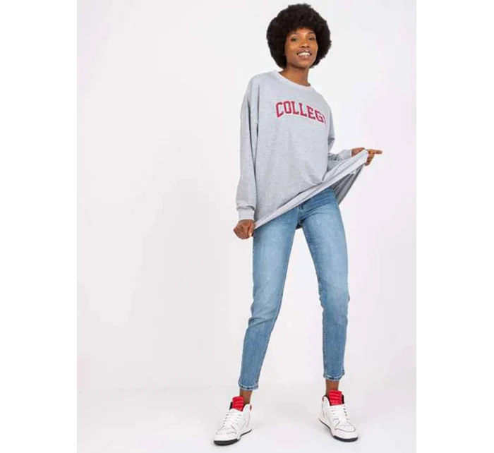 Šedá melanžová dámská oversize mikina College model 19584505 - Factory Price