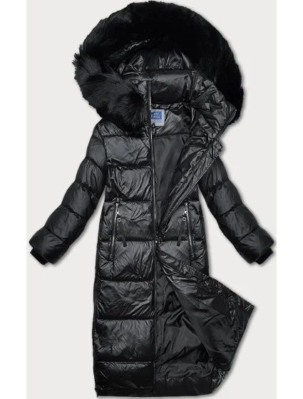 Čierna prešívaná zimná bunda s kapucňou Way Mode (9837#) Čierna prešívaná zimná bunda s kapucňou Way Mode (9837#)