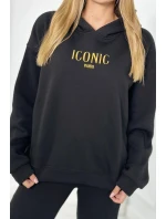 Izolovaná bavlnená súprava, mikina s vyšívacími + nohavicami čierny Izolovaná bavlnená súprava, mikina s vyšívacími + nohavicami čierny