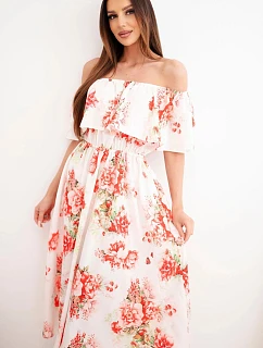 Dámské viskózové šaty model 22148028 střihu s květinovým vzorem červená - K-Fashion