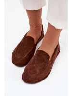 Dámské mokasíny z eko semiše rovné hnědé model 21710877 - Boto