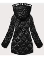 Čierna dámska bunda s ozdobnou lemovkou (B8113-1)