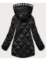 Čierna dámska bunda s ozdobnou lemovkou (B8113-1) Čierna dámska bunda s ozdobnou lemovkou (B8113-1)