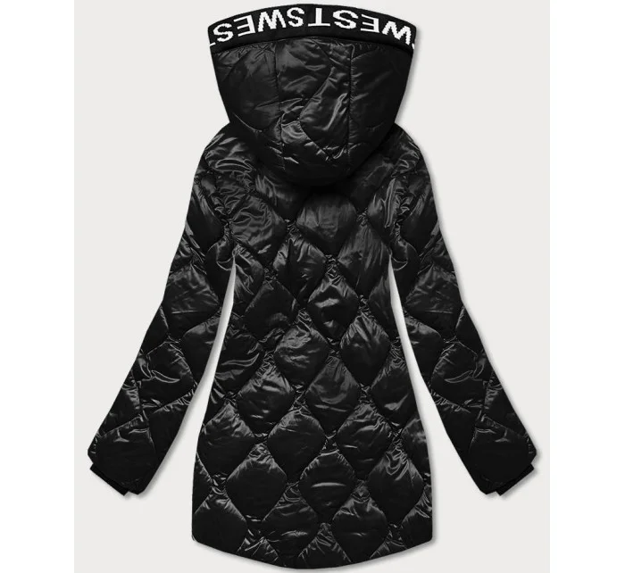 Čierna dámska bunda s ozdobnou lemovkou (B8113-1) Čierna dámska bunda s ozdobnou lemovkou (B8113-1)