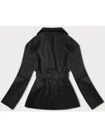 Čierny krátky trenčkot z ekologickej kože J Style (11Z8102)