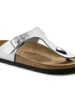 Dámske strieborné žabky Birkenstock Gizeh Birko-Flor narrow (0043853)