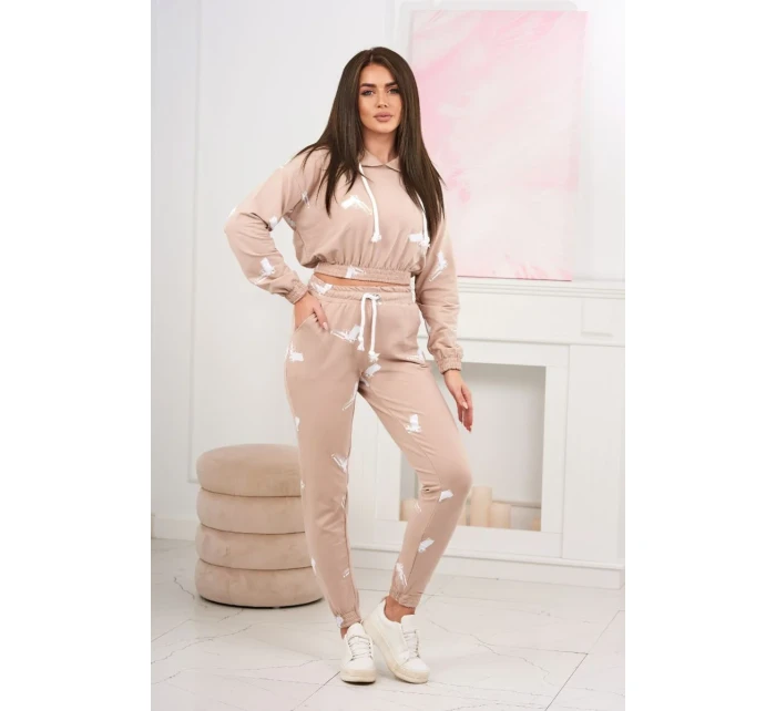 Sada s potlačou pištole béžová