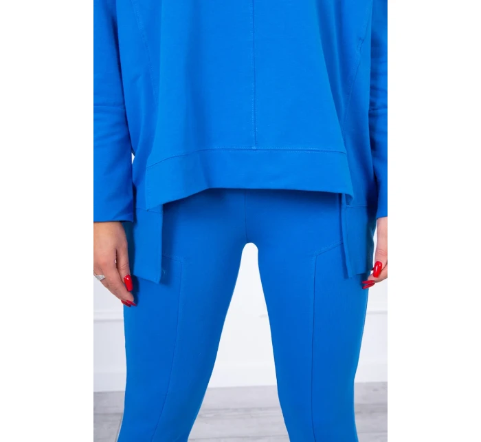 Súprava s oversize blúzkou nevädzovej modrej farby