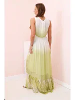 Dámske viskózové šaty s olivovou výšivkou