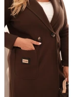 Dámske elegantné Plus veľkosť kabát s golierom a veľké vrecká Brown Dámske elegantné Plus veľkosť kabát s golierom a veľké vrecká Brown