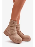 Ocieplane Botki Damskie Ze Zdobieniem Beżowe Ciascia Ocieplane Botki Damskie Ze Zdobieniem Beżowe Ciascia