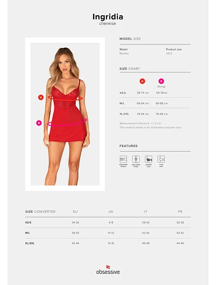 Elegantní košilka model 19150723 chemise - Obsessive
