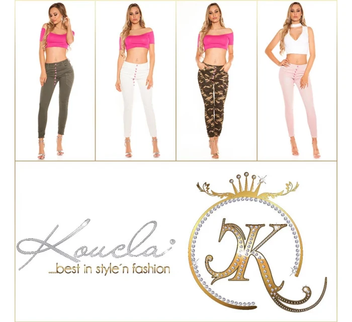 Dámske trendy Army skinnies 0000K600-273A khaki vzor - Koucla