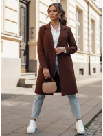 Dámský dlouhý hnědý kabát oversize Dstreet model 21981932 - FashionStreet Dámský dlouhý hnědý kabát oversize Dstreet model 21981932 - FashionStreet