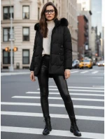 Dámska zimná prešívaná bunda s kapucňou čierna FashionStreet TY5330 Dámska zimná prešívaná bunda s kapucňou čierna FashionStreet TY5330