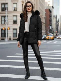 Dámská zimní prošívaná bunda s kapucí černá Dstreet model 21993718 - FashionStreet