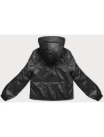 Krátká černá dámská bunda s kapucí model 18910651 - S'WEST