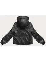 Krátká černá dámská bunda s kapucí model 18910651 - S'WEST Krátká černá dámská bunda s kapucí model 18910651 - S'WEST