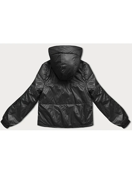 Krátká černá dámská bunda s kapucí model 18910651 - S'WEST Krátká černá dámská bunda s kapucí model 18910651 - S'WEST