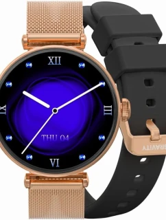 Smart hodinky Gravity Rose Gold Black 2 Strap GT26-3