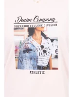 Blúzka s potlačou koláží, púdrovo ružová