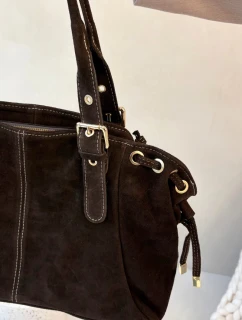 Kožená semišová taška čokoládová model 21728341 - Boto