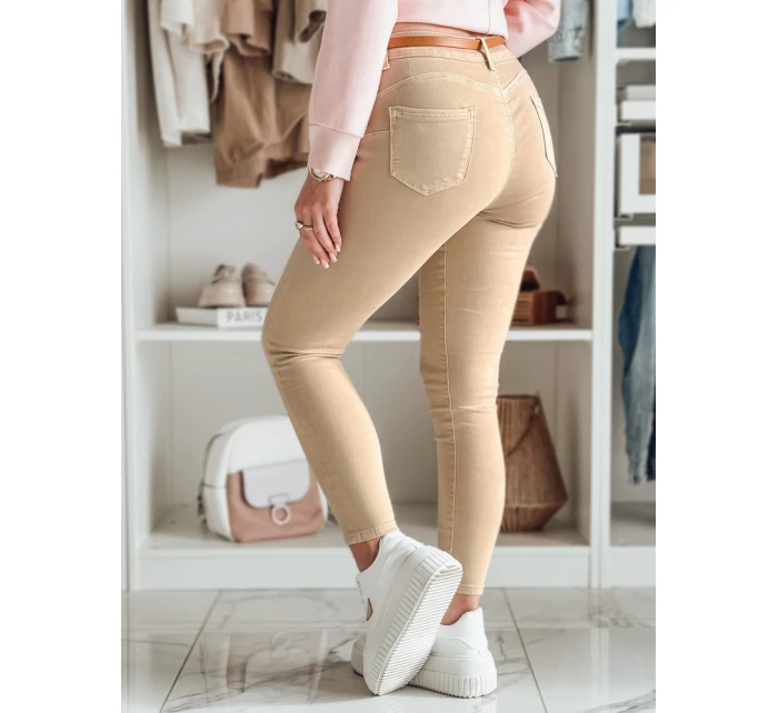 Dámské džínové kalhoty s páskem ve světle hnědé barvě Dstreet model 21985286 - FashionStreet