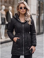 Dámska prešívaná bunda s kapucňou, čierna, FashionStreet TY5393 Dámska prešívaná bunda s kapucňou, čierna, FashionStreet TY5393