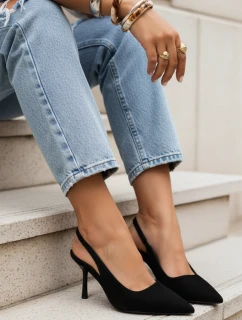 Dámske semišové čižmy s otvoreným podpätkom čierne FashionStreet ZY1384