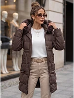 Kurtka damska zimowa pikowana z kapturem fioletowa model 22404740 - FashionStreet Kurtka damska zimowa pikowana z kapturem fioletowa model 22404740 - FashionStreet