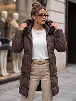 Dámska zimná prešívaná bunda s kapucňou, fialová, FashionStreet TY5822