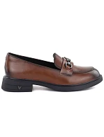 Dámské kožené polobotky hnědé model 22060128 - VINCEZA Dámské kožené polobotky hnědé model 22060128 - VINCEZA