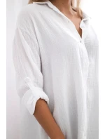 Bavlněná mušelínová košile bílý