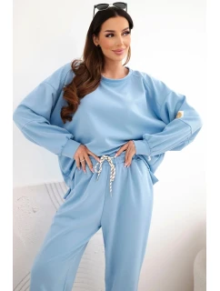 Dámska maslová súprava s voľnou mikinou a nohavicami LOVE blue