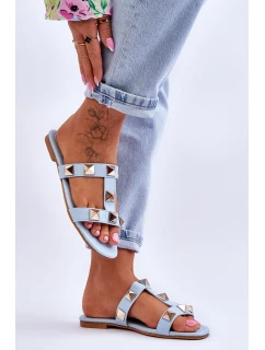 Damskie Klapki Z Dużymi Ćwiekami Niebieskie Mercure